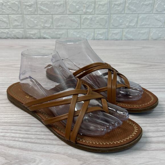 Circus by Sam Edelman Thong Sandals WMNS 9.5M Brown Strappy Slip On Flat Low Top - Picture 1 of 8